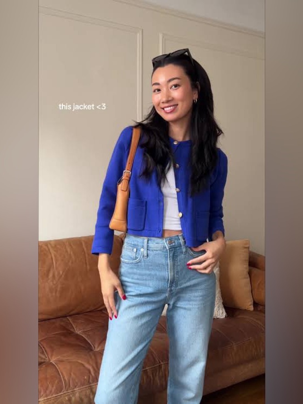 J. Crew Emilie sweater lady jacket royal blue S